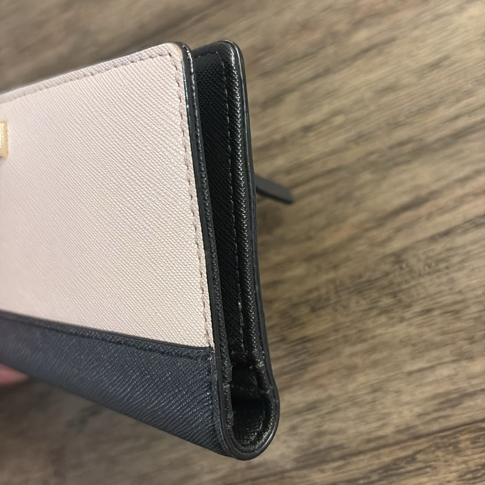 [Kate Spade] Stacy Laurel Way Soft Porcelain Colorblock Black & Pale Pink Wallet - Picture 14 of 15